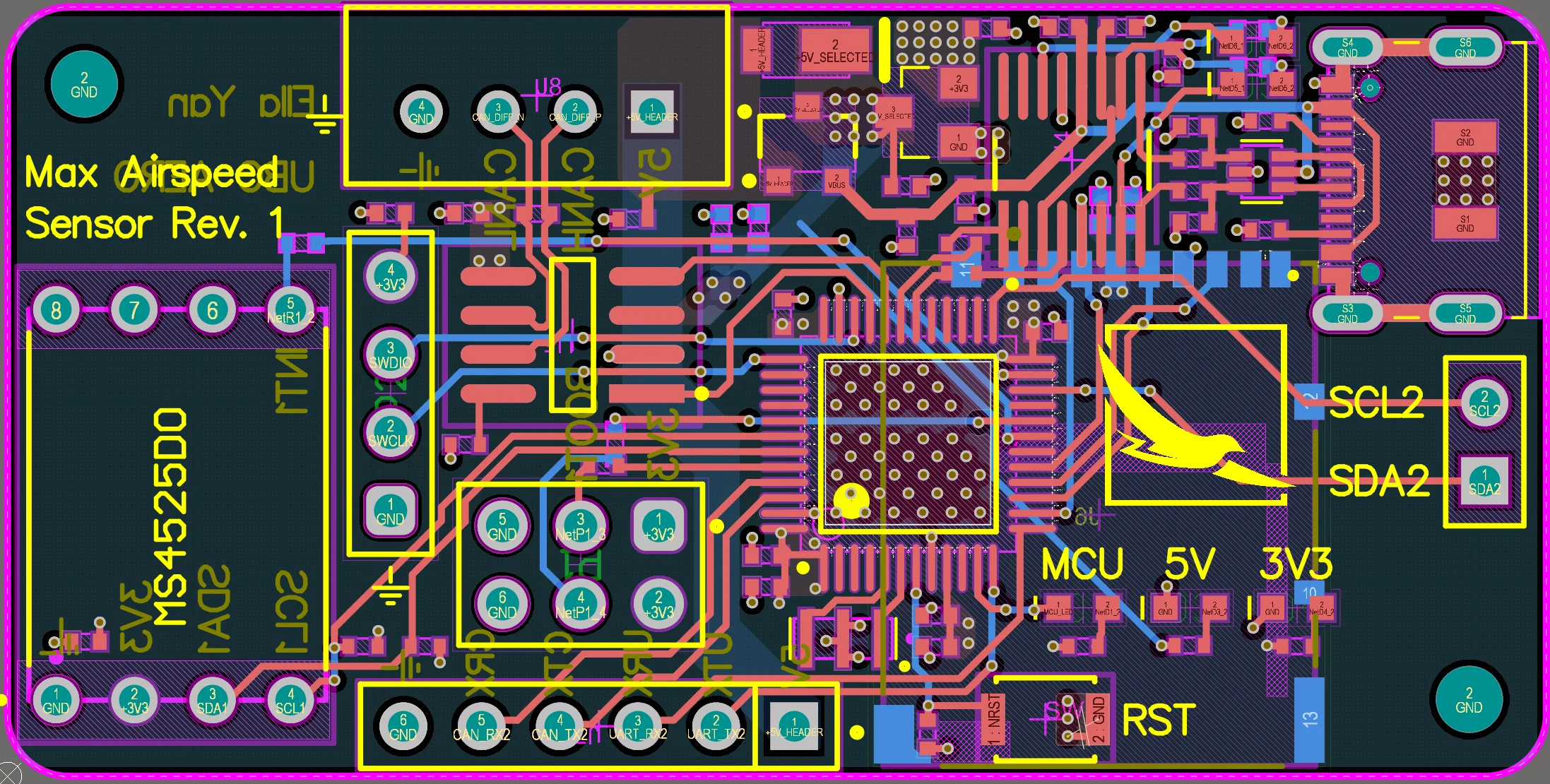 Airspeed Sensor PCB 2D Routing